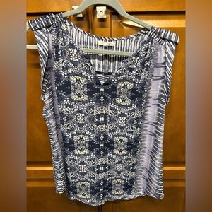 Maurices Navy and Cream Floral Blouse